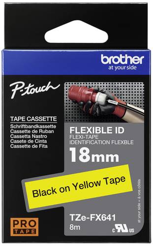 Brother Schriftband Flexibel TZe-FX TZe-FX641 Bandfarbe: Gelb Schriftfarbe:Schwarz 18mm 8m von Brother