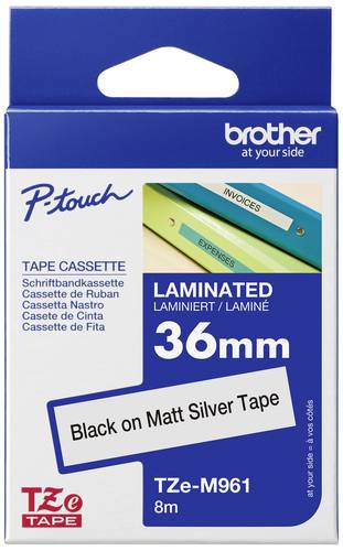 Brother Schriftband Metallic TZe TZe-M961 Bandfarbe: Silber (matt) Schriftfarbe:Schwarz 36mm 8m von Brother