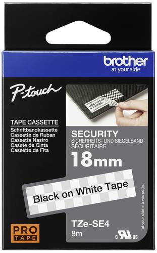 Brother Schriftband Sicherheit / Siegel TZe TZe-SE4 Bandfarbe: Weiß Schriftfarbe:Schwarz 18mm 8m von Brother
