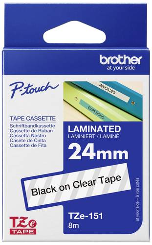 Brother Schriftband TZe TZe-151 Bandfarbe: Transparent Schriftfarbe:Schwarz 24mm 8m von Brother