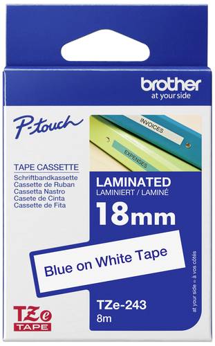 Brother Schriftband TZe TZe-243 Bandfarbe: Weiß Schriftfarbe:Blau 18mm 8m von Brother