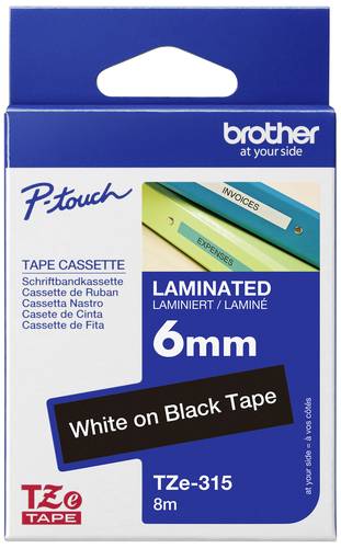 Brother Schriftband TZe TZe-315 Bandfarbe: Schwarz Schriftfarbe:Weiß 6mm 8m von Brother