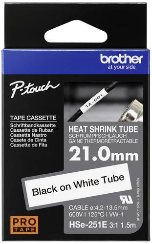 Brother Schriftband Wärme-Schrumpfschlauch HSe HSE251E Bandfarbe: Weiß Schriftfarbe:Schwarz 21mm 1 von Brother