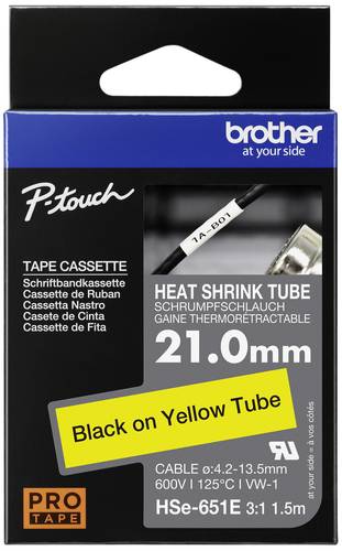 Brother Schriftband Wärme-Schrumpfschlauch HSe HSE651E Bandfarbe: Gelb Schriftfarbe:Schwarz 21mm 1. von Brother