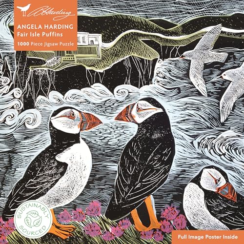 Puzzle - Angela Harding, Fair Isle Papageientaucher: Unser faszinierendes, hochwertiges 1.000-teiliges Puzzle (73,5 x 51 cm) in Stabiler Kartonverpackung von BrownTrout