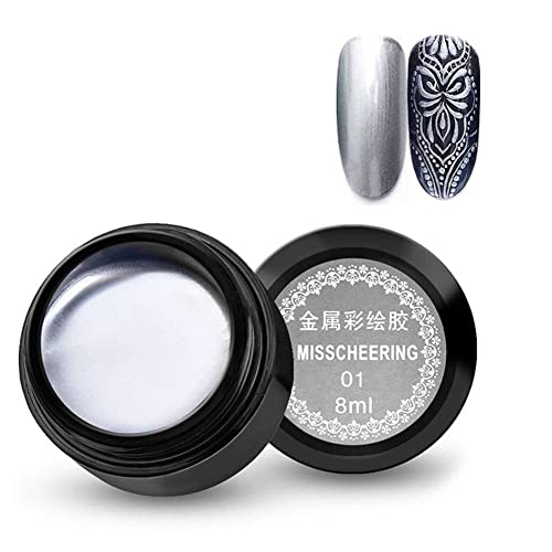 8ml Nagelkleber Flasche Nail UV-Lack Lack Metallkleber für Nagel Lackierung, Gold Silber Spiegel Hook Line Painted Glue(01) von Brrnoo