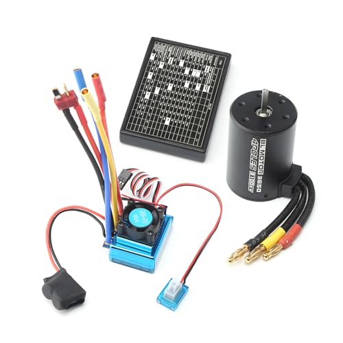 Brrnoo 3100KV RC-Motor für 1/10 RC-Autoboot, Direktverkabelung, Dual-Ball-Lagerdesign, Motor für 1/10 RC-Auto mit Niedriger Spannung Cut-Off-Erhaltung, Überwärmeschutz, (60A) von Brrnoo