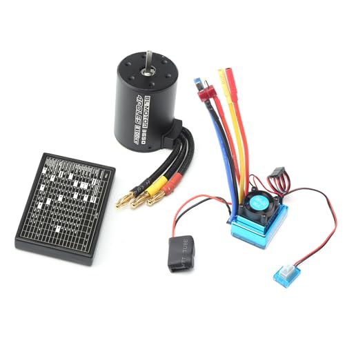 Brrnoo 3100KV RC-Motor für 1/10 RC-Autoboot, Direktverkabelung, Dual-Ball-Lagerdesign, Motor für 1/10 RC-Auto mit Niedriger Spannung Cut-Off-Erhaltung, Überwärmeschutz, (80A) von Brrnoo