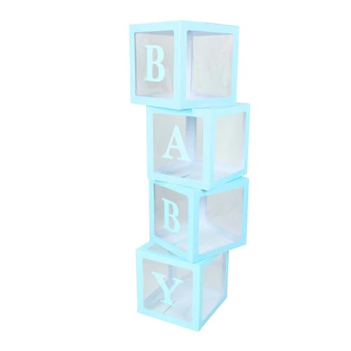 Brrnoo Ballonboxen, Babyballonboxen Easy Installation 4pcs Ballonboxen mit Buchstaben für Vorschlag Geständnis Babyparty (BLUE) von Brrnoo