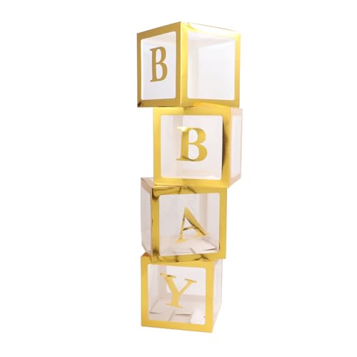 Brrnoo Ballonboxen, Babyballonboxen Easy Installation 4pcs Ballonboxen mit Buchstaben für Vorschlag Geständnis Babyparty (GOLD) von Brrnoo