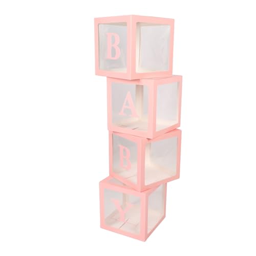 Brrnoo Ballonboxen, Babyballonboxen Easy Installation 4pcs Ballonboxen mit Buchstaben für Vorschlag Geständnis Babyparty (Rosenate) von Brrnoo