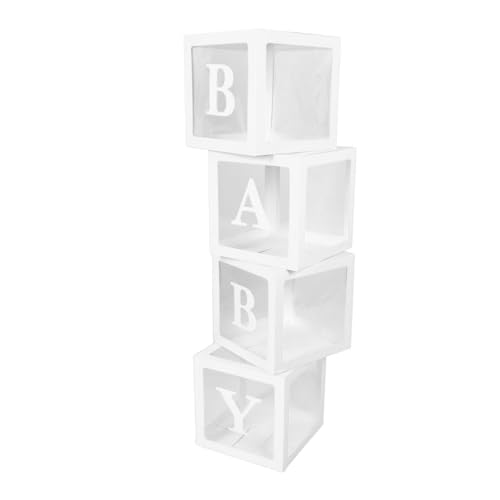Brrnoo Ballonboxen, Babyballonboxen Easy Installation 4pcs Ballonboxen mit Buchstaben für Vorschlag Geständnis Babyparty (WHITE) von Brrnoo