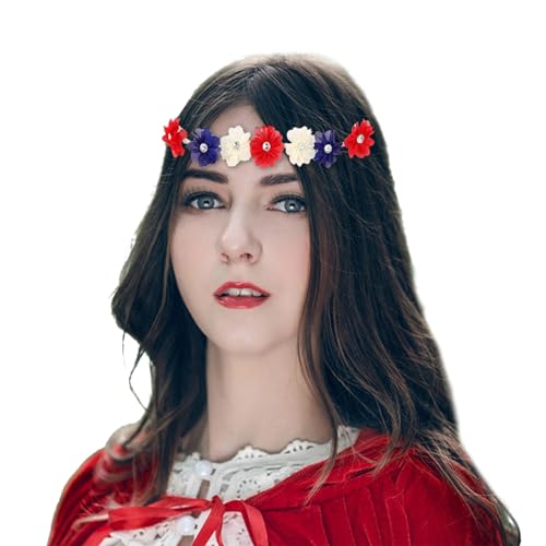 Brrnoo Flag -Stirnband Haare Rot weiß und Blau Pailletten Bogenstirnband für den 4. Juli Independence Day Party Haarzubehör Stufe Show Dekorationen (Modell A: Haarband aus rotem und blauem Reis) von Brrnoo