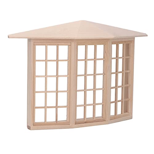 Brrnoo Puppenhausfenster, Miniaturfenster Puppe Holz Kleines Fenster 1/12 Dollhouse Bay Fenster Puppe Holz Kleines Exquisites Gearbeitetes Puppenhausfenster von Brrnoo