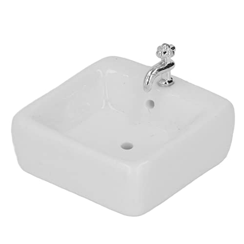Brrnoo Puppenhausmöbel, Miniaturpuppenhaus Möbel Hand Gefertigtes Keramik Weiße Puppenhaus Badezimmer 1:12 Puppenhaus Badezimmerpuppenhauszubehör und Möbel für (Quadratische Form) von Brrnoo