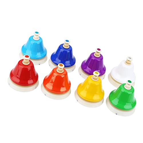 Musikhandbellen, Farbenfrohe 8-Noten-Handbell-Set für Kinder, Langlebige Metall- und Kunststoff-Handglocken mit Skalierungsnummern und Anleitung für Musikunterricht und Lernen, Musikhandbellen, Farbenfrohe 8-Noten-Handbell-Set für Kinder, Langlebige Metall- und Kunststoff-Handglocken mit Skalierungsnummern und Anleitung für Musikunterricht und Lernen, von Brrnoo