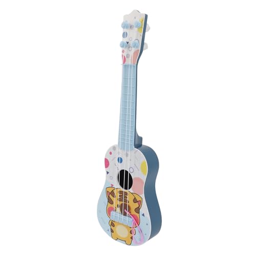 Simulation Ukulele -Spielzeug für Kinder, Cartoon -Musikinstrument mit 4 Verstellbaren Saiten Zum Unterhaltsamen Lernen und Kreativität (Blue) von Brrnoo