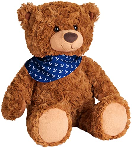 BRUBAKER Teddy Plüschbär mit Anker Halstuch Blau - 42 cm - Vintage Teddybär Plüschteddy Kuscheltier - Schmusetier mit besonders weichem Fell - Stofftier Braun von BRUBAKER