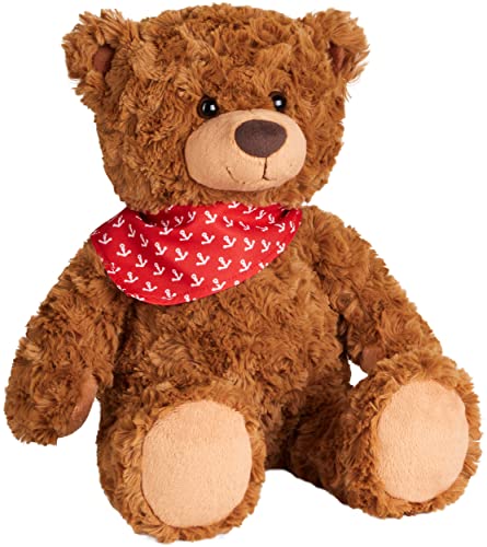 BRUBAKER Teddy Plüschbär mit Anker Halstuch Rot - 42 cm - Vintage Teddybär Plüschteddy Kuscheltier - Schmusetier mit besonders weichem Fell - Stofftier Braun von BRUBAKER