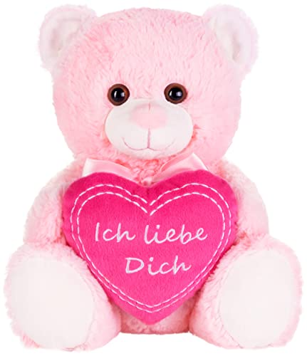 BRUBAKER Teddy Plüschbär mit Herz Pink - Ich Liebe Dich - 25 cm - Teddybär Plüschteddy Kuscheltier Schmusetier - Stofftier Rosa von BRUBAKER