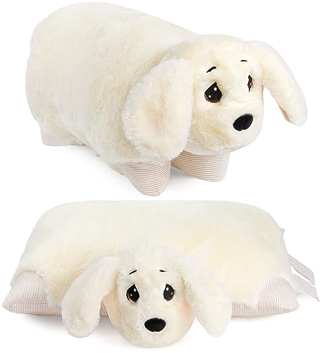 BRUBAKER Kuscheltier-Kissen Hund - 2 in 1 Plüschtier und Kuschelkissen - 40 x 30 cm Kuschelhund - aufklappbares Kinder Plüschkissen mit Klettverschluss - Tierkissen Hundekissen Stofftier - Weiß BRUBAKER Kuscheltier-Kissen Hund - 2 in 1 Plüschtier und Kuschelkissen - 40 x 30 cm Kuschelhund - aufklappbares Kinder Plüschkissen mit Klettverschluss - Tierkissen Hundekissen Stofftier - Weiß von BRUBAKER