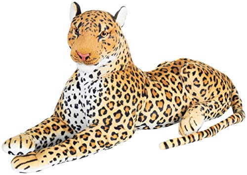 BRUBAKER Leopard Plüschtier 110 cm liegend - XL Stofftier Kuscheltier - Raubkatze Braun von BRUBAKER