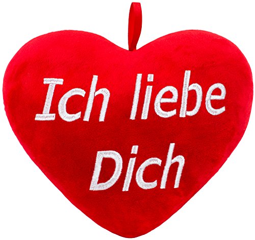 BRUBAKER Plüschkissen in Herzform - Ich Liebe Dich - Rot 32 cm - Herzkissen Bestickt von BRUBAKER