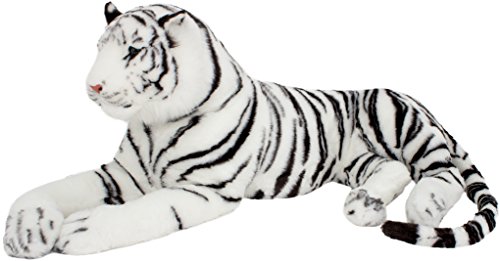 BRUBAKER Riesiges Tiger Kuscheltier in Lebensgröße - Gigantisch Groß Weiß 220 cm - König des Dschungels - Bonus Edition! von BRUBAKER