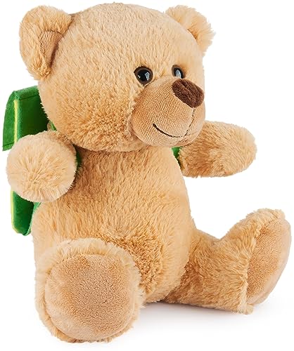 BRUBAKER Teddybär Travel Buddy - 25 cm Kuscheltier Geschenk für Auslandsjahr, Reise oder Auslandssemester - Teddy Glücksbringer für Reisende und Auswanderer - Plüschbär Stofftier mit Rucksack von BRUBAKER