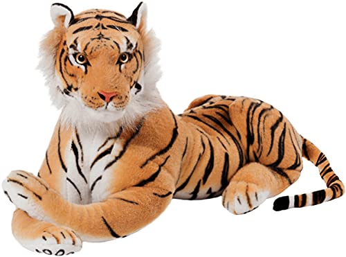 BRUBAKER Tiger Kuscheltier 45 cm - liegend Stofftier Plüschtier - Braun von BRUBAKER