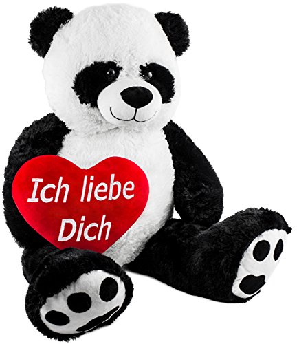 BRUBAKER XXL Panda 100 cm groß mit einem Ich Liebe Dich Herz Stofftier Plüschtier Kuscheltier Teddybär von BRUBAKER