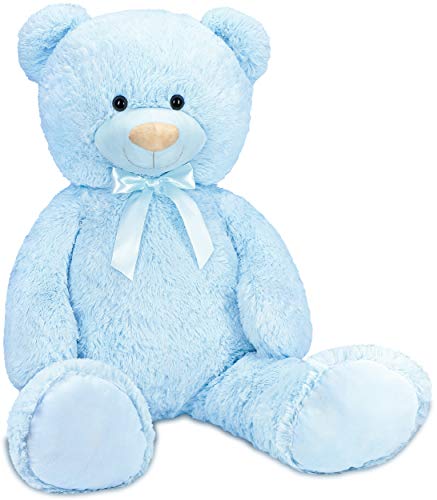 BRUBAKER XXL Teddybär 100 cm - Hellblau - Stofftier Plüschtier Kuscheltier Blau von BRUBAKER