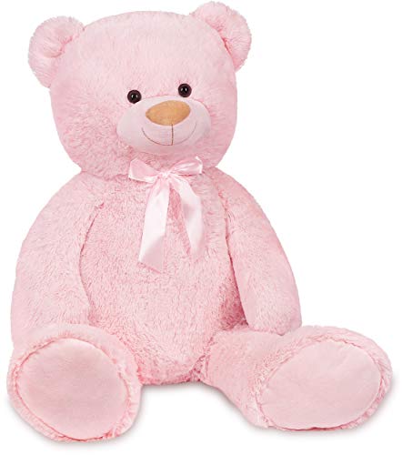 BRUBAKER XXL Teddybär 100 cm - Rosa - Stofftier Plüschtier Kuscheltier von BRUBAKER