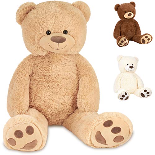 BRUBAKER XXL Teddybär 100 cm groß - Beige - Stofftier Plüschtier Kuscheltier von BRUBAKER