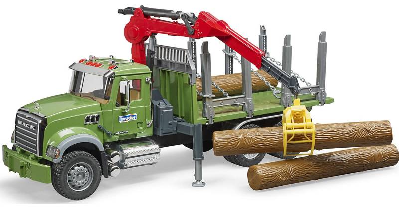 BRUDER 02824 Mack LKW Holztransporter mit Greifer 60cm von Bruder
