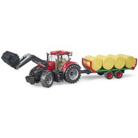 Bruder - Case IH Optum 300CVX mit Frontlader und Ballentransportanhänger mit 8 R von Bruder