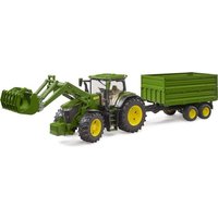 Bruder - John Deere 7R 350 mit Frontlader und Tandemachstransportanhänger von Bruder