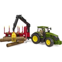 Bruder - John Deere 7R 350 mit Rückeanhänger und 4 Baumstämmen von Bruder