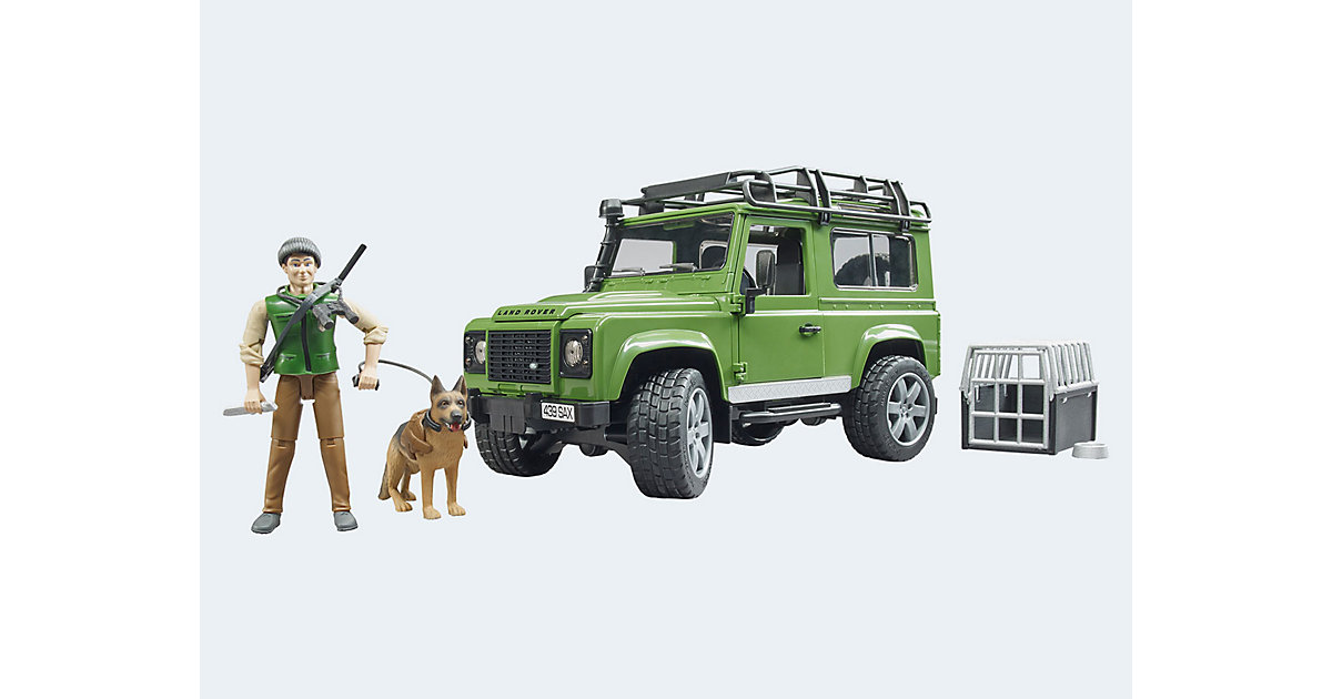 Land Rover Defender Station Wagon mit Förster und Hund von Bruder