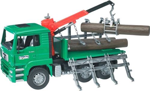 Bruder MAN Holztransport-LKW mit Ladekran und 3 Baumstämmen Fertigmodell Nutzfahrzeug Modell von Bruder