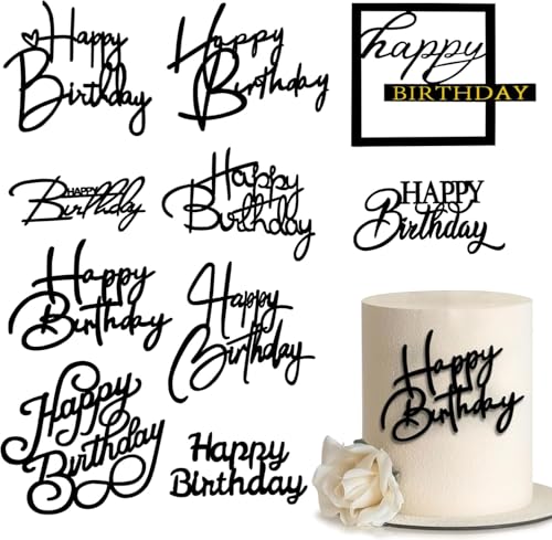 10 Stück Schwarz Happy Birthday Tortendeko Set, Personalisiert Tortendeko Happy Birthday Für Männer Frauen Geburtstag Kuchen Party Dekorationen Zubehör 10 Stück Schwarz Happy Birthday Tortendeko Set, Personalisiert Tortendeko Happy Birthday Für Männer Frauen Geburtstag Kuchen Party Dekorationen Zubehör von Bruislard