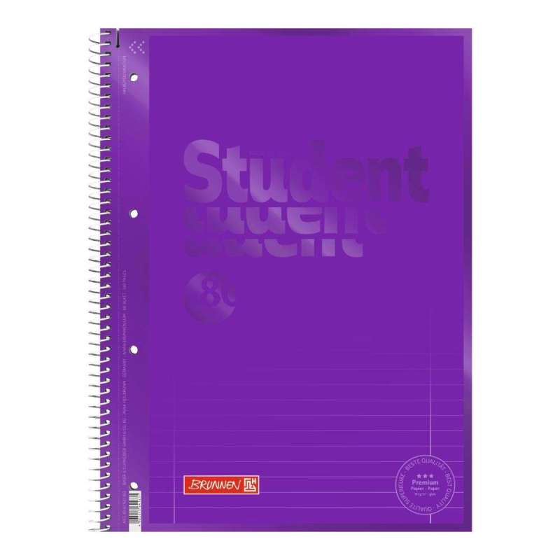 BRUNNEN Collegeblock Premium Student, Lineatur Lineatur 27 liniert, Format A4, Spiralart Spirale links, Farbe purple BRUNNEN Collegeblock Premium Student, Lineatur Lineatur 27 liniert, Format A4, Spiralart Spirale links, Farbe purple von Brunnen