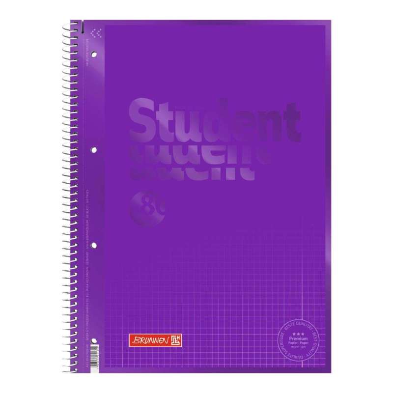 BRUNNEN Collegeblock Premium Student, Lineatur Lineatur 28 kariert, Format A4, Spiralart Spirale links, Farbe purple BRUNNEN Collegeblock Premium Student, Lineatur Lineatur 28 kariert, Format A4, Spiralart Spirale links, Farbe purple von Brunnen