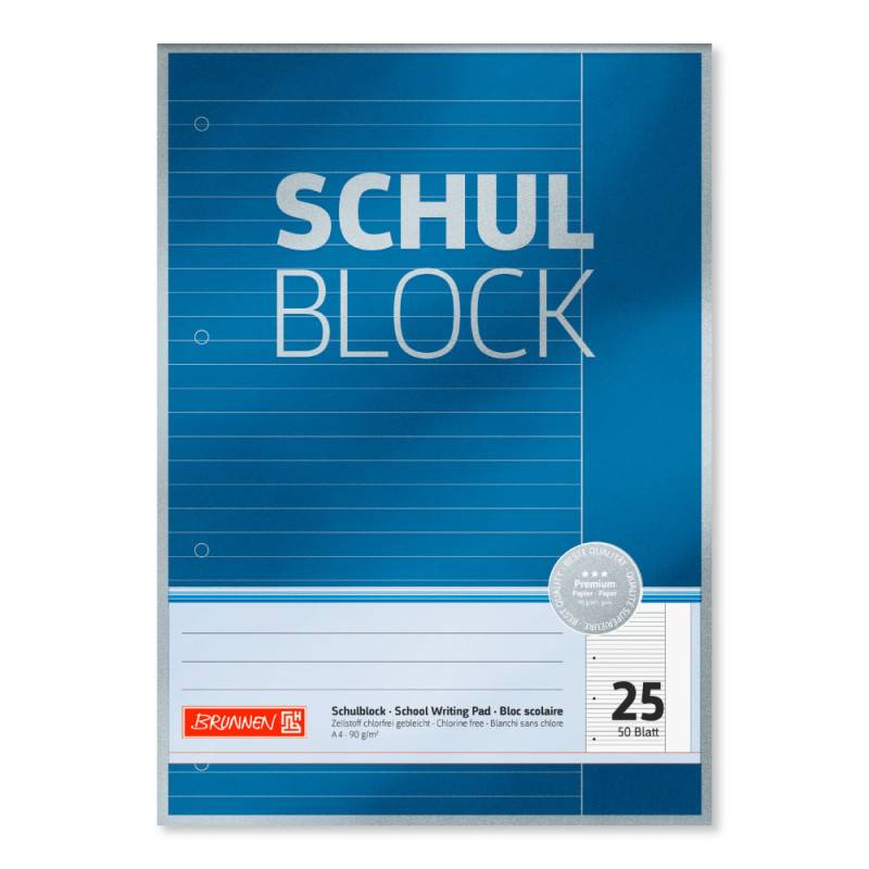 BRUNNEN Schulblock Premium gelocht A4, Lineatur Lineatur 25 liniert BRUNNEN Schulblock Premium gelocht A4, Lineatur Lineatur 25 liniert von Brunnen