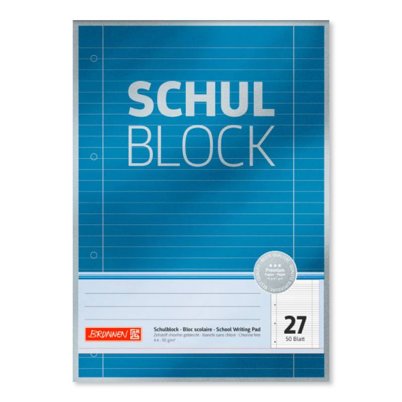 BRUNNEN Schulblock Premium gelocht A4, Lineatur Lineatur 27 liniert von Brunnen