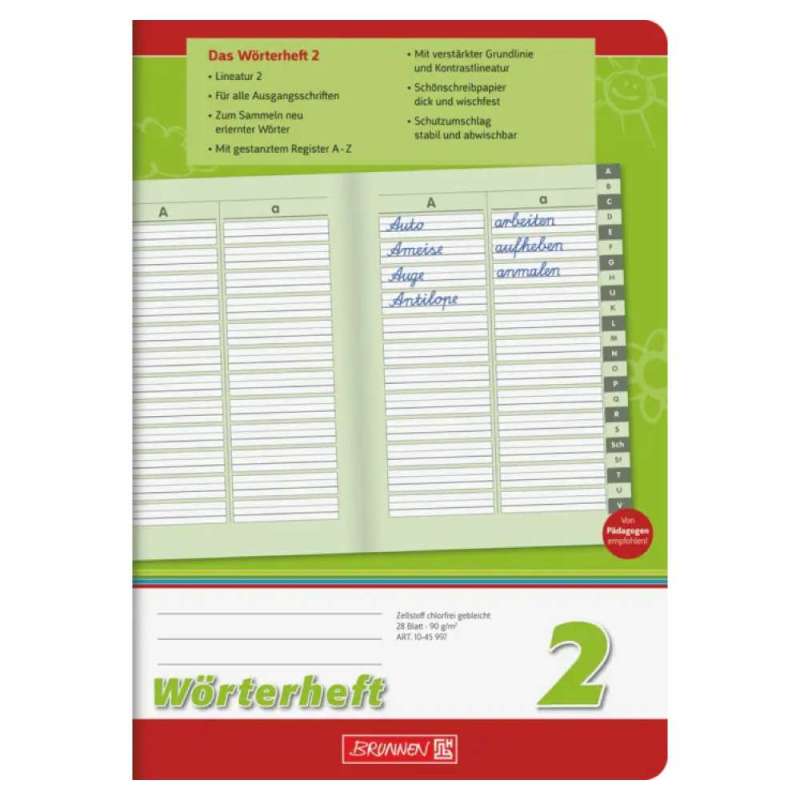 BRUNNEN Wšrterheft, Lineatur Lineatur 2 liniert, Format A5, Blatt Anzahl 28 Blatt von Brunnen