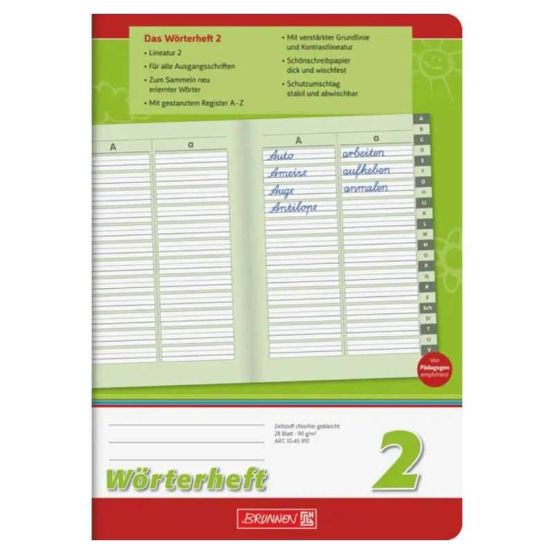 BRUNNEN Wšrterheft, Lineatur Lineatur 2 liniert, Format A5, Blatt Anzahl 28 Blatt von Brunnen
