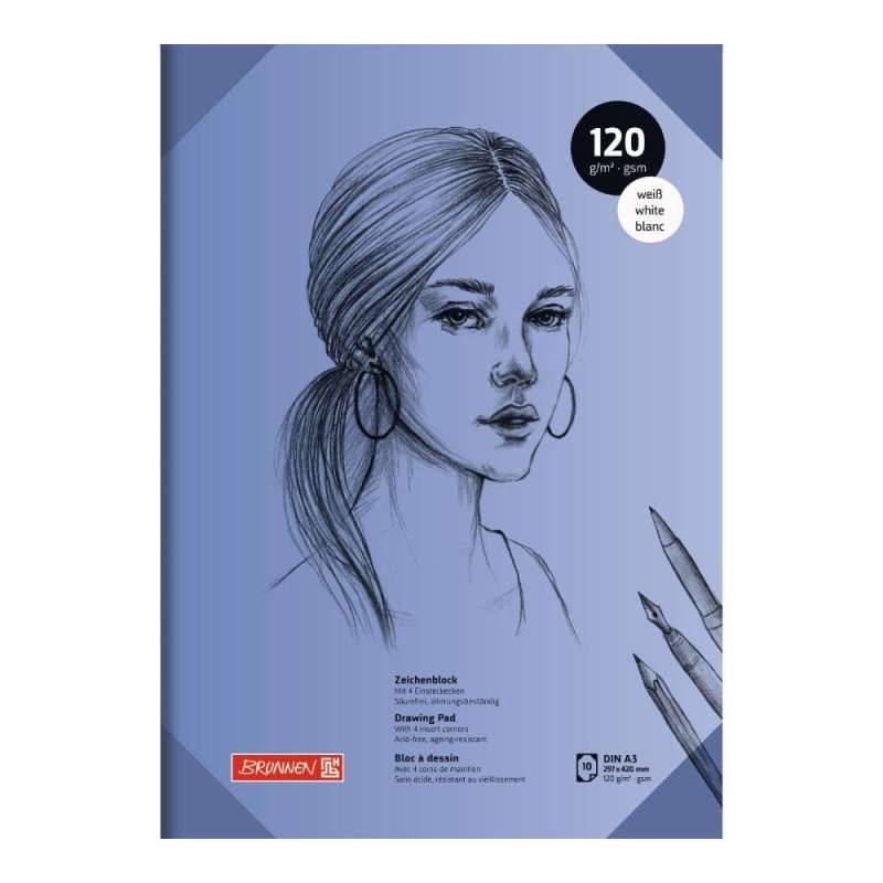 BRUNNEN Zeichenblock, Format A3, Blatt Anzahl 10 Blatt, Papierqualität  120 g/m² von Brunnen