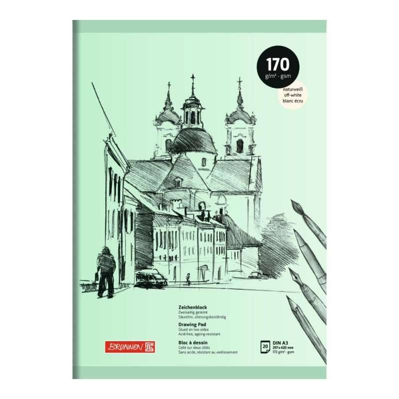 BRUNNEN Zeichenblock, Format A3, Blatt Anzahl 20 Blatt, Papierqualität  170 g/m² von Brunnen