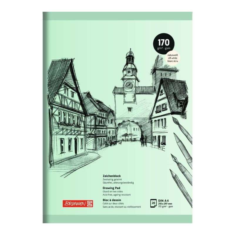 BRUNNEN Zeichenblock, Format A4, Blatt Anzahl 20 Blatt, Papierqualität 170 g/m² BRUNNEN Zeichenblock, Format A4, Blatt Anzahl 20 Blatt, Papierqualität 170 g/m² von Brunnen